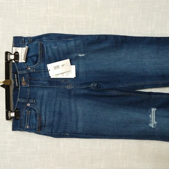 Calvin Klein super high rise flare blue jeans size 4 - Picture 3 of 16